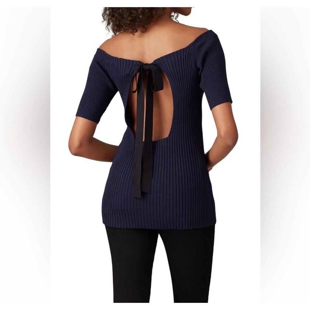 Jason Wu Blouse Off the Shoulder Ribbed Open Back Size XL